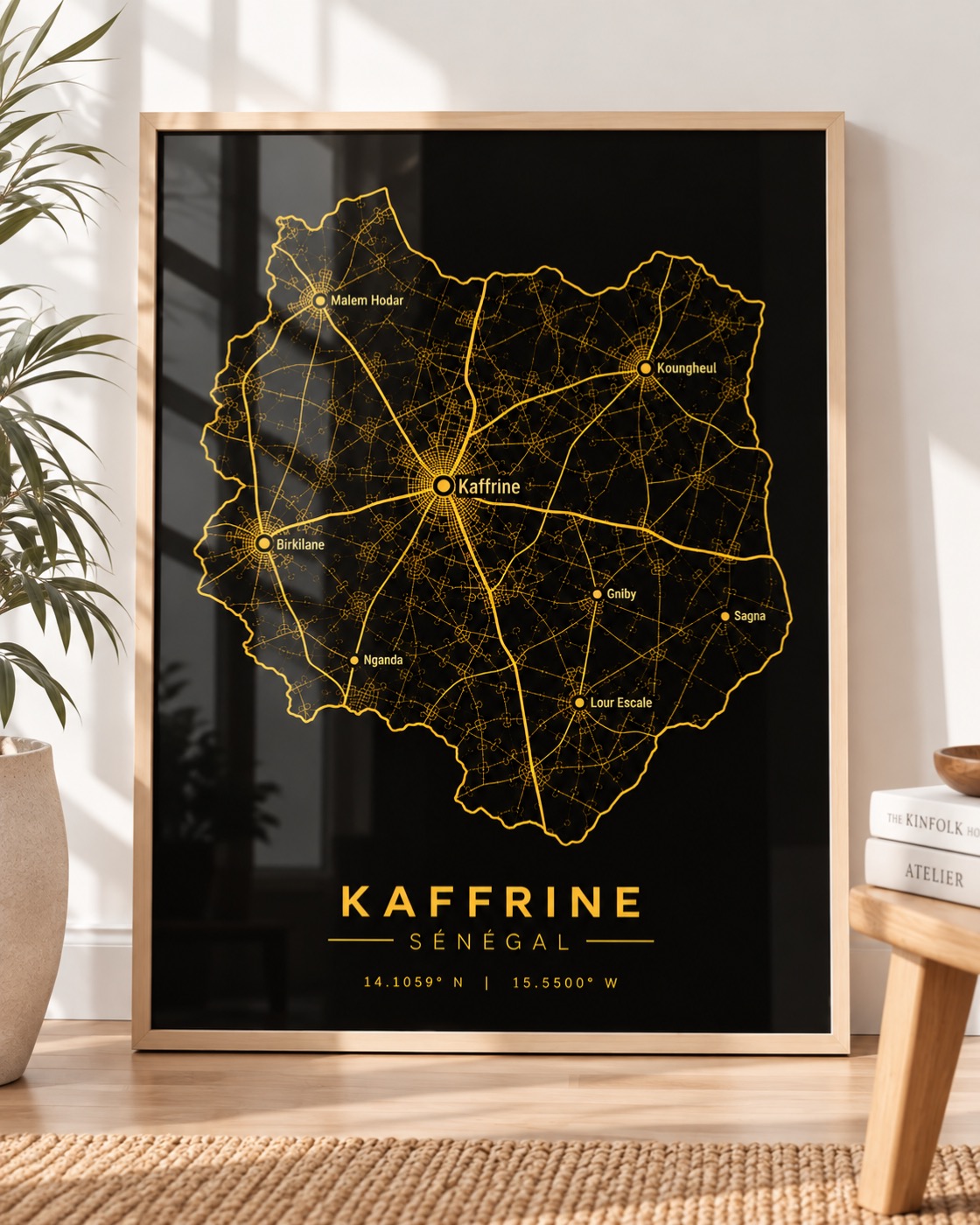 Carte Kaffrine — région du Sénégal en Or