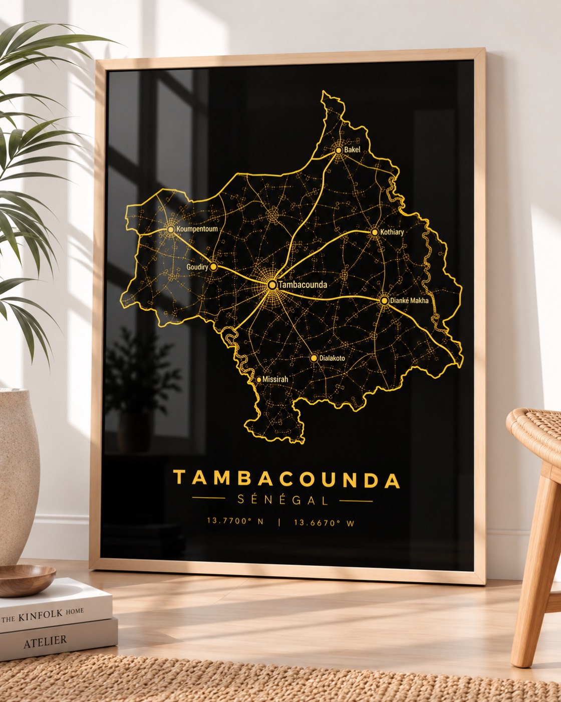 Carte Tambacounda — région du Sénégal en Or