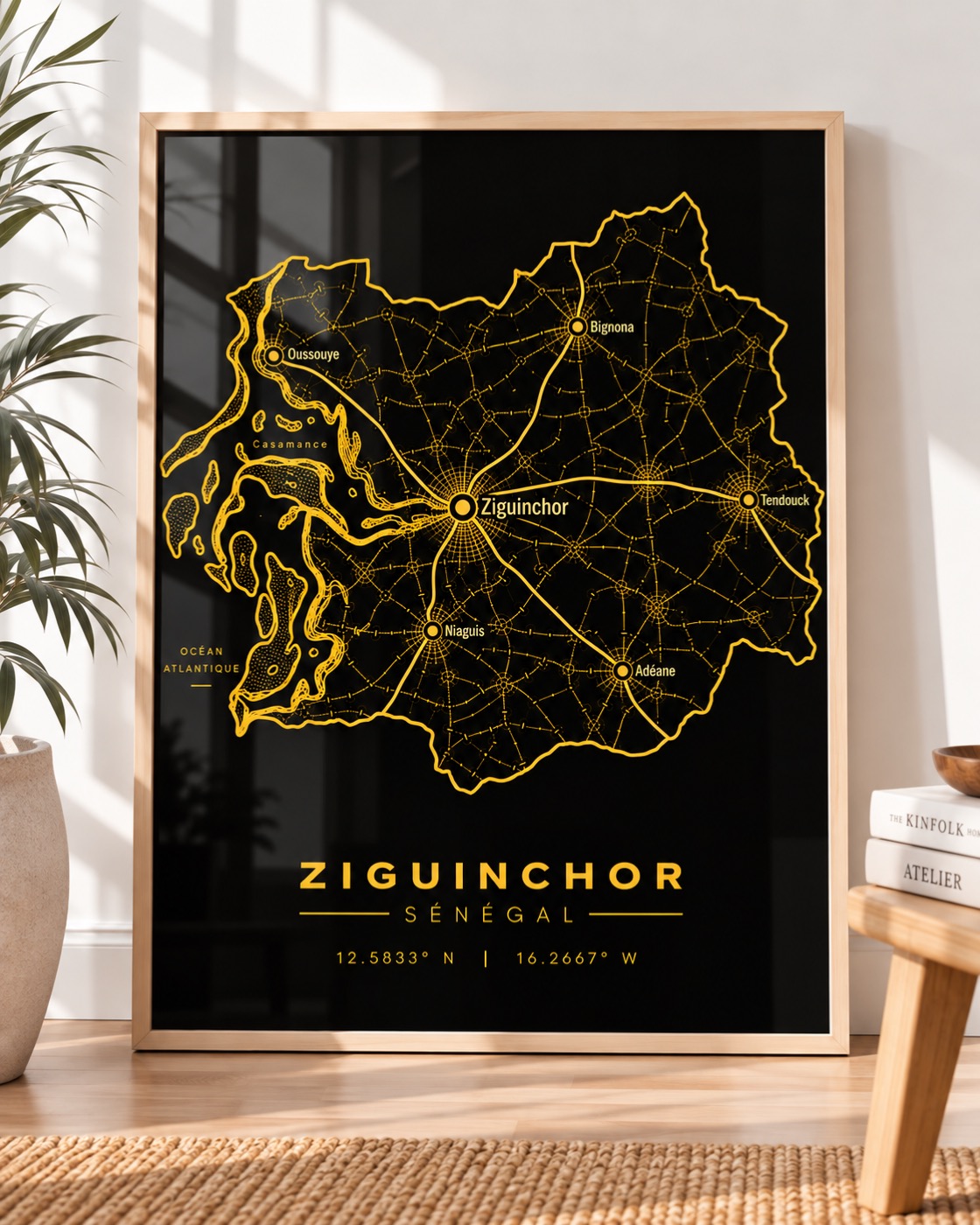 Carte Ziguinchor — région du Sénégal en Or